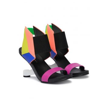 Sandale femei -  piele naturala - multicolor - sistem inchidere Velcro