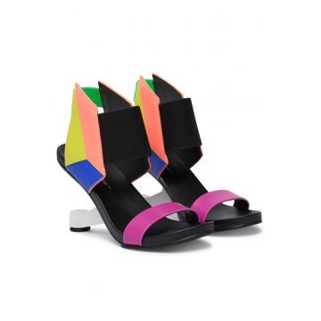 Sandale femei -  piele naturala - multicolor - sistem inchidere Velcro