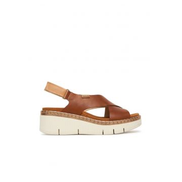 Sandale femei -  piele naturala - velcro - maro