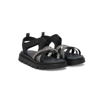 Sandale fete  piele ecologica - negru