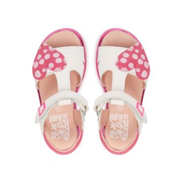 Sandale Fete -  piele naturala - alb/roz -