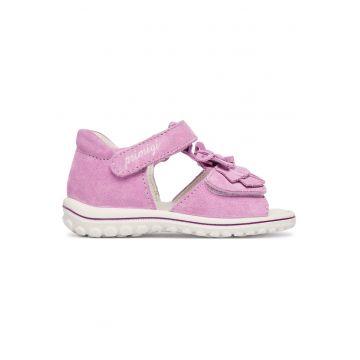 Sandale fete -  piele naturala - roz - sistem inchidere Velcro