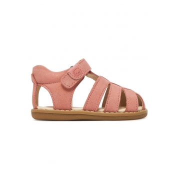 Sandale fete  piele naturala - roz - sistem inchidere Velcro