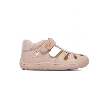 Sandale fete -  piele naturala - velcro - roz