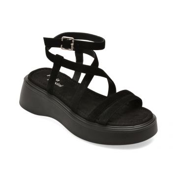 Sandale FLAVIA PASSINI negre, A31, din piele intoarsa