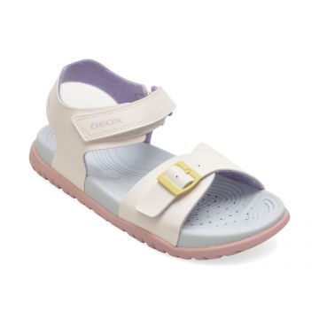Sandale GEOX albe, J35HQA, din piele ecologica