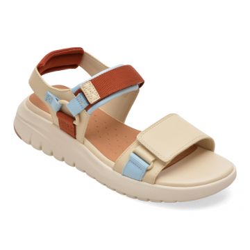Sandale GEOX bej, D65BSC, din piele ecologica
