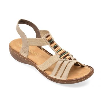 Sandale RIEKER bej, 60851, din piele ecologica