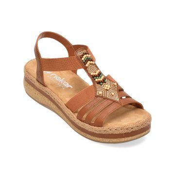 Sandale RIEKER maro, V0921, din piele ecologica