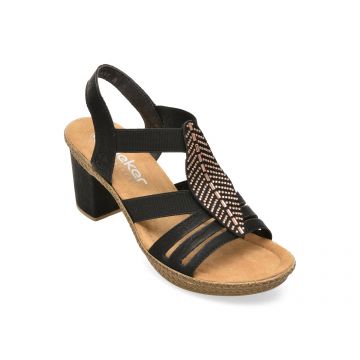 Sandale RIEKER negre, 66526, din piele ecologica