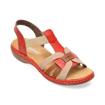 Sandale RIEKER rosii, 65918, din piele ecologica