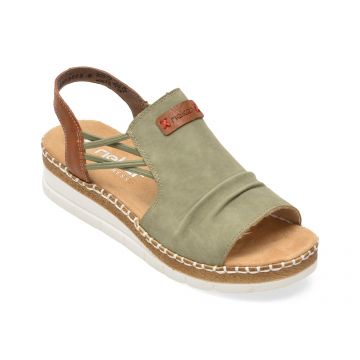 Sandale RIEKER verzi, V1261, din piele ecologica