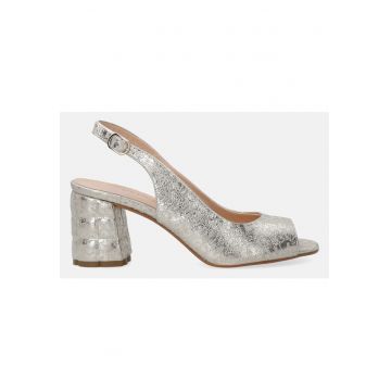 Sandale slingback din piele cu animal print