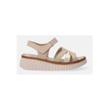 Sandale wedge de piele cu velcro
