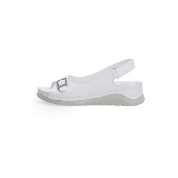 Sandale wedge din piele cu bareta velcro