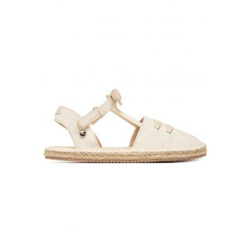 Sandale copii -  espadrile - velcro - bej - tesatura -