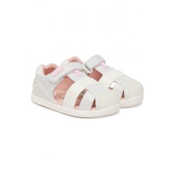 Sandale copii -  material textil - alb - sistem inchidere Velcro