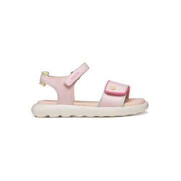 Sandale copii -  piele ecologica - culoare roz - sistem inchidere Velcro