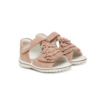 Sandale copii -  piele naturala - roz - cu velcro