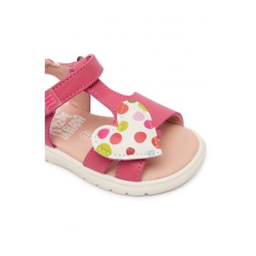 Sandale copii -  piele naturala - roz - sistem inchidere Velcro