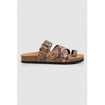 Sandale cu animal print - Maro deschis/Maro pamantiu