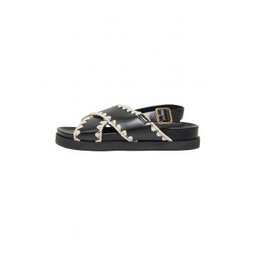 Sandale cu detalii brodate Normcore - Alb - Negru -