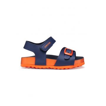 Sandale cu logo cu velcro Chalki - Portocaliu/Bleumarin
