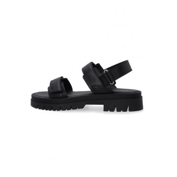 Sandale cu platforma din piele cu inchidere velcro