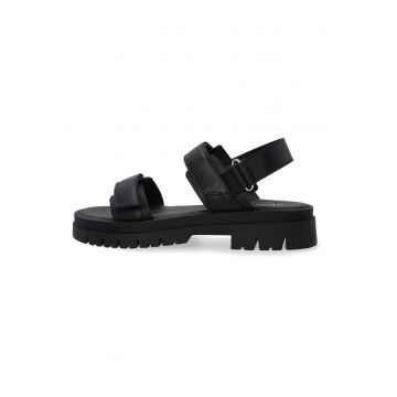 Sandale cu platforma din piele cu inchidere velcro