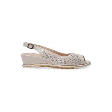 Sandale cu talpa wedge din piele