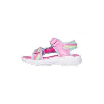 Sandale cu velcro si model colorblock Unicorn Dreams - Alb/Roz