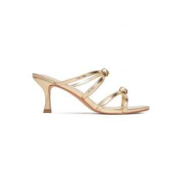 Sandale dama -  auriu - toc stiletto - piele ecologica