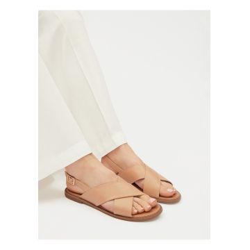 Sandale dama -  bej - material sintetic - inchidere cu catarama -