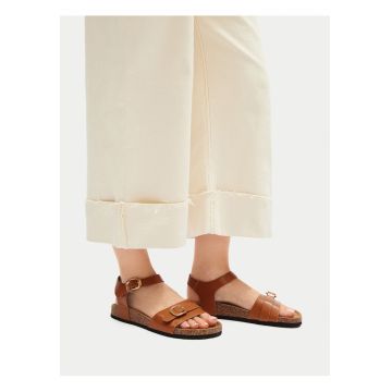 Sandale dama -  material sintetic - deschise - maro -