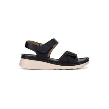 Sandale dama -  material sintetic - negru -