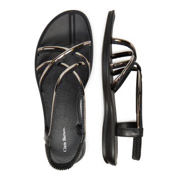 Sandale dama -  material sintetic - negru -