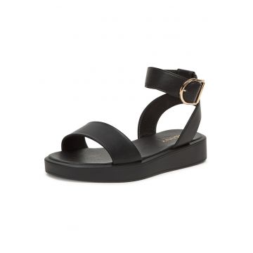 Sandale dama -  material sintetic - negru - inchidere cu catarama -