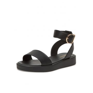Sandale dama -  material sintetic - negru - inchidere cu catarama -