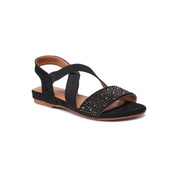 Sandale dama -  material textil - negru -