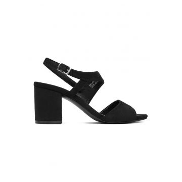 Sandale dama -  material textil - toc bloc - negru