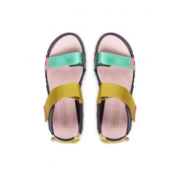 Sandale dama -  multicolor - material textil - sistem inchidere Velcro