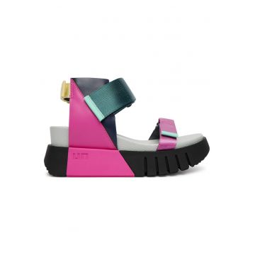Sandale dama -  multicolor - textil - sistem inchidere Velcro