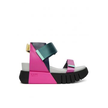 Sandale dama -  multicolor - textil - sistem inchidere Velcro