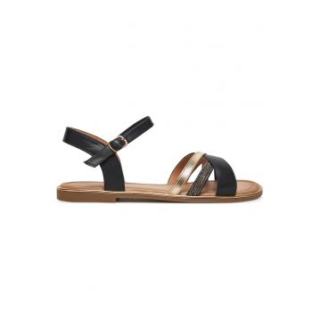 Sandale dama -  negru - material sintetic - inchidere cu catarama -