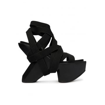 Sandale dama -  negru - material textil - sistem inchidere Velcro