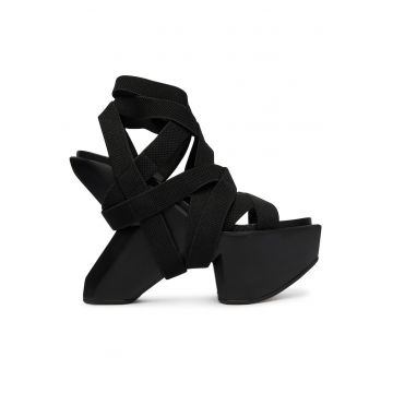 Sandale dama -  negru - material textil - sistem inchidere Velcro