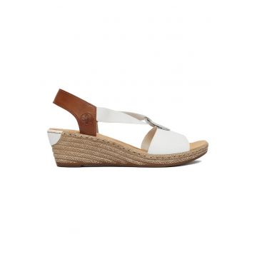 Sandale dama -  piele ecologica - alb/maro