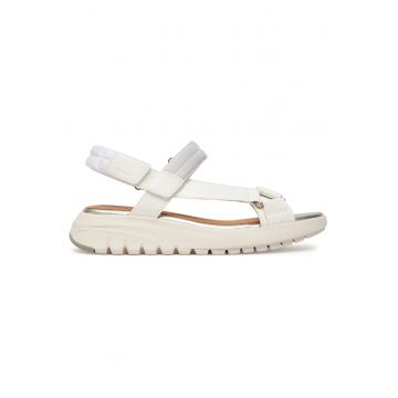 Sandale dama -  piele ecologica - alb - sistem inchidere Velcro
