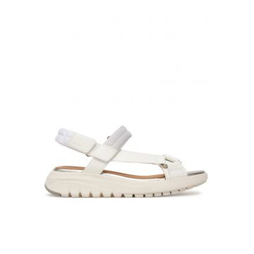 Sandale dama -  piele ecologica - alb - sistem inchidere Velcro