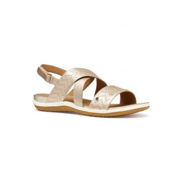 Sandale dama -  piele ecologica - auriu - sistem inchidere Velcro